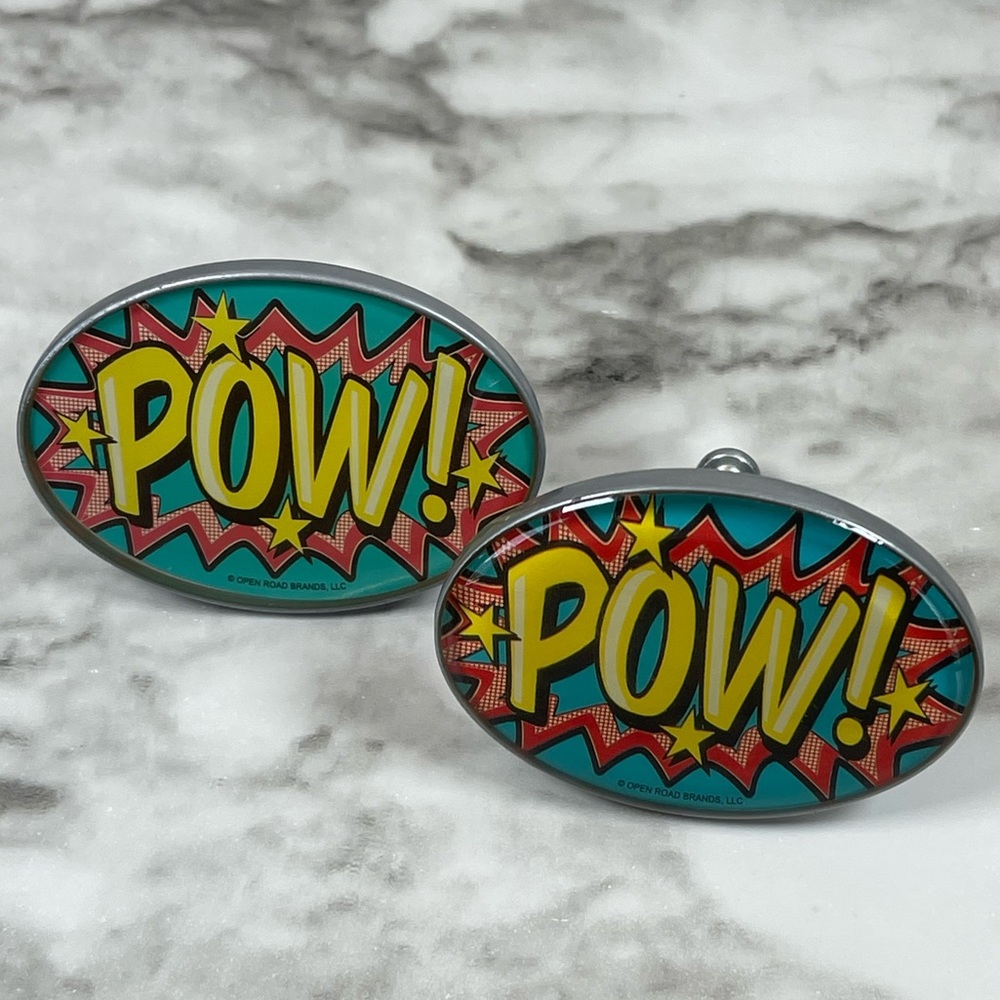 SOLD! POW! Comic Book Drawer Knobs , DC Comics, x2 Superhero Drawer Pulls